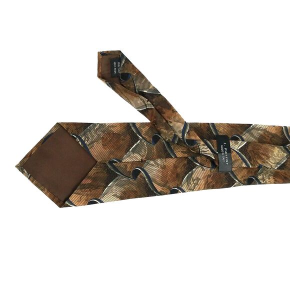J. Ferrar Mens Necktie 100% Silk Brown Tie - 60" x 4" - Picture 8 of 9